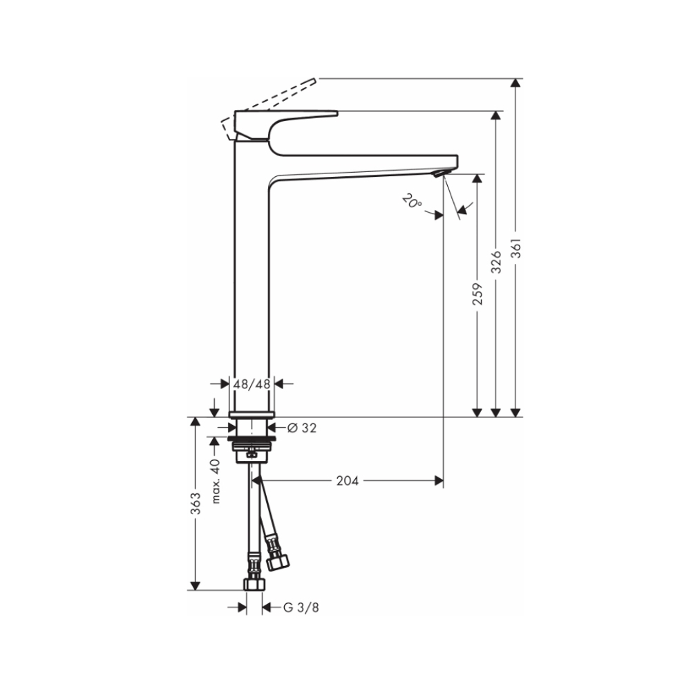 Vòi lavabo nóng lạnh Metropol 260 Hansgrohe 32512000
