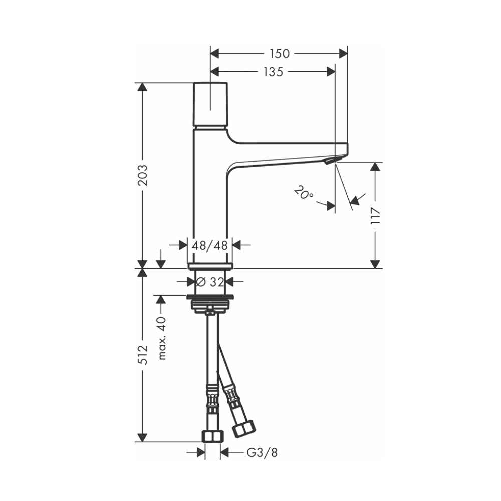 Vòi lavabo nóng lạnh Select Metropol 110 Hansgrohe 32571000