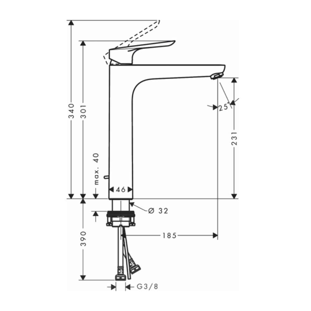 Vòi lavabo nóng lạnh Logis E 230 Hansgrohe 71162000