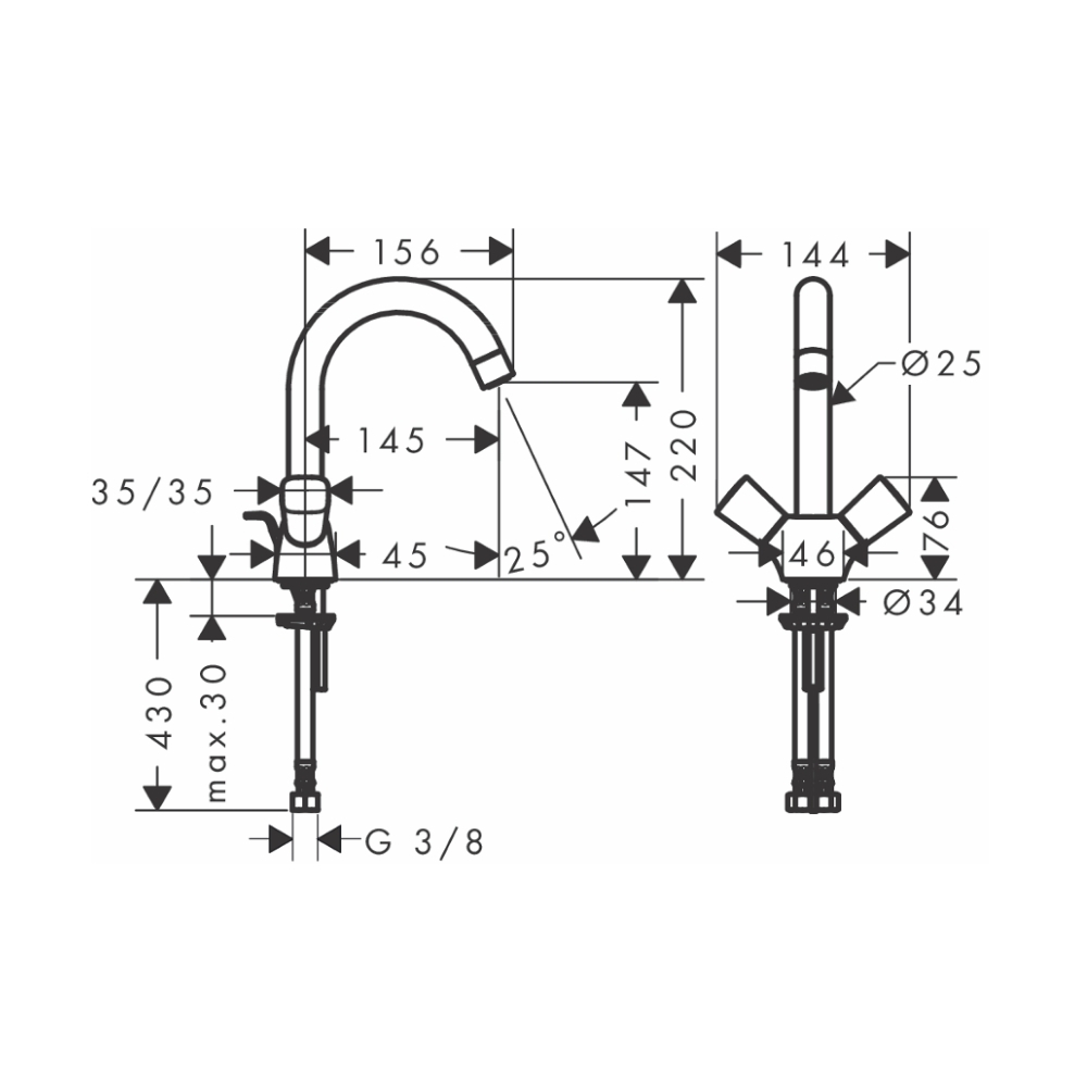 Vòi lavabo nóng lạnh Logis 150 Hansgrohe 71222000