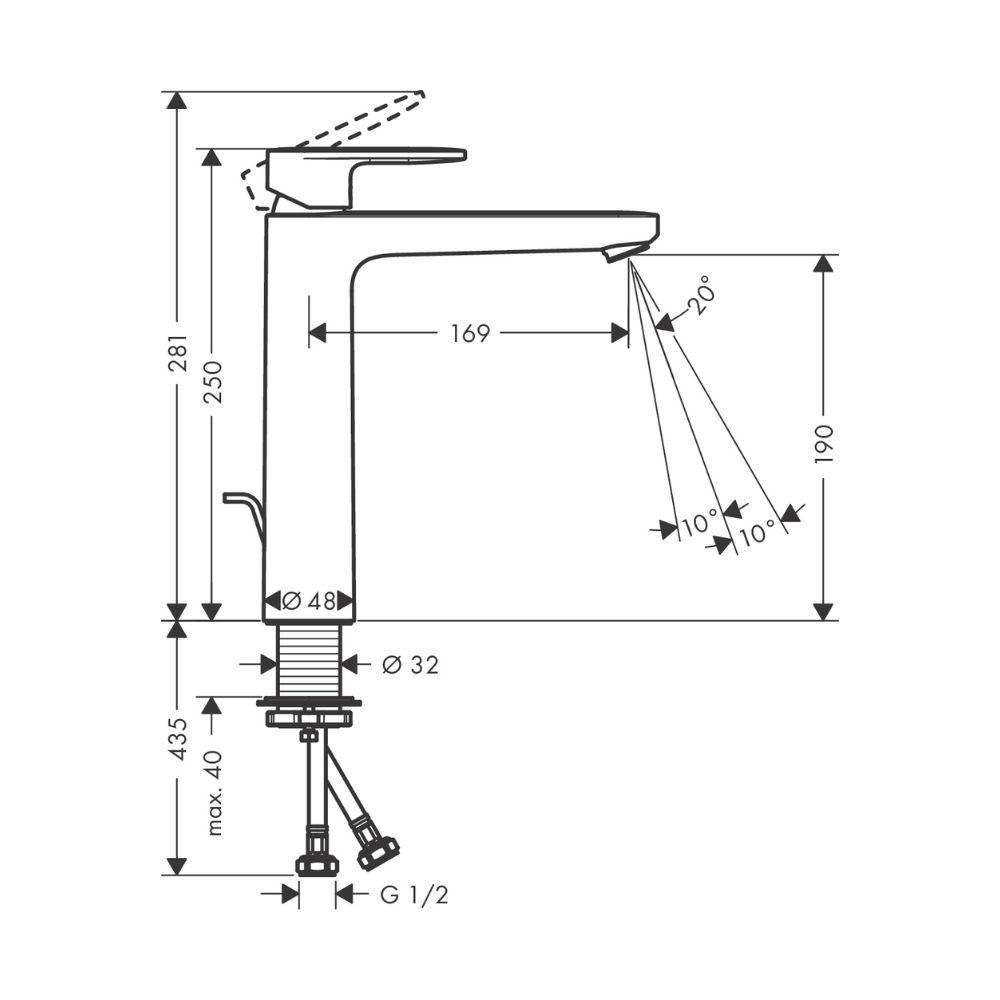 Vòi lavabo nóng lạnh Vernis Blend 190 Hansgrohe 71552007