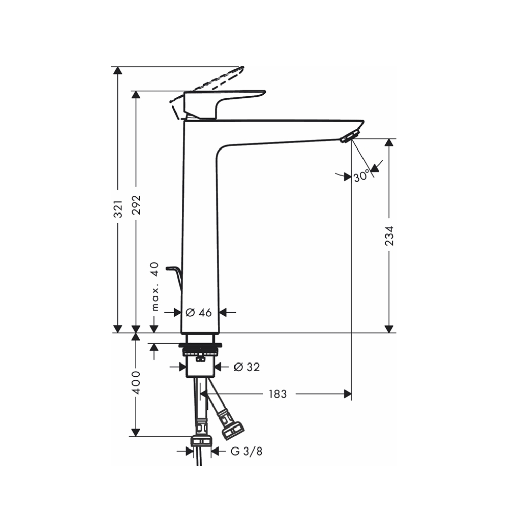 Vòi lavabo nóng lạnh Talis E 210 Hansgrohe 71716000