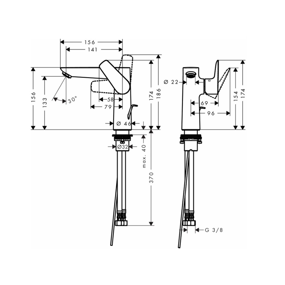 Vòi lavabo nóng lạnh Talis E 150 Hansgrohe 71754000