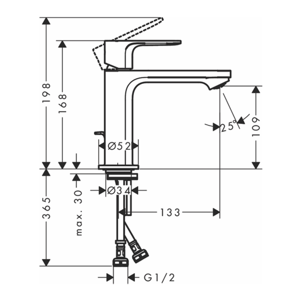 Vòi lavabo nóng lạnh HG Rebris S 110 Hansgrohe 72517007