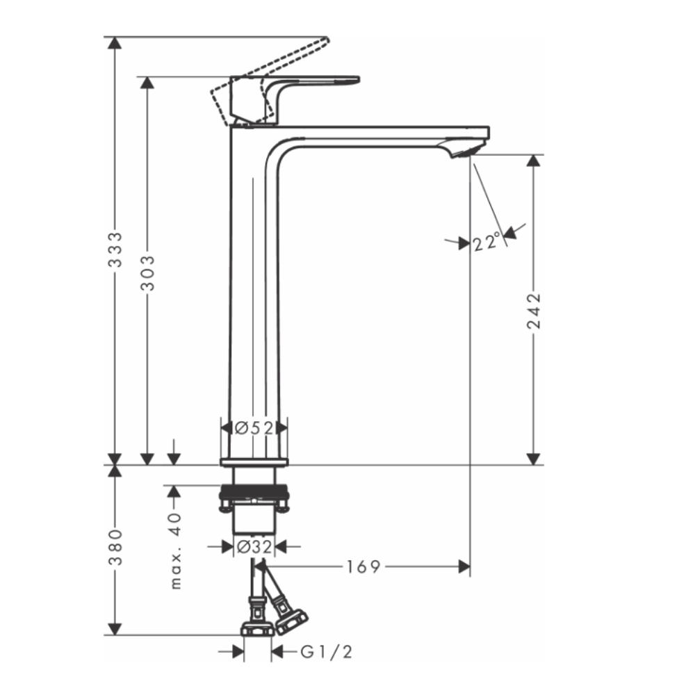 Vòi lavabo nóng lạnh HG Rebris S 240 Hansgrohe 72523007