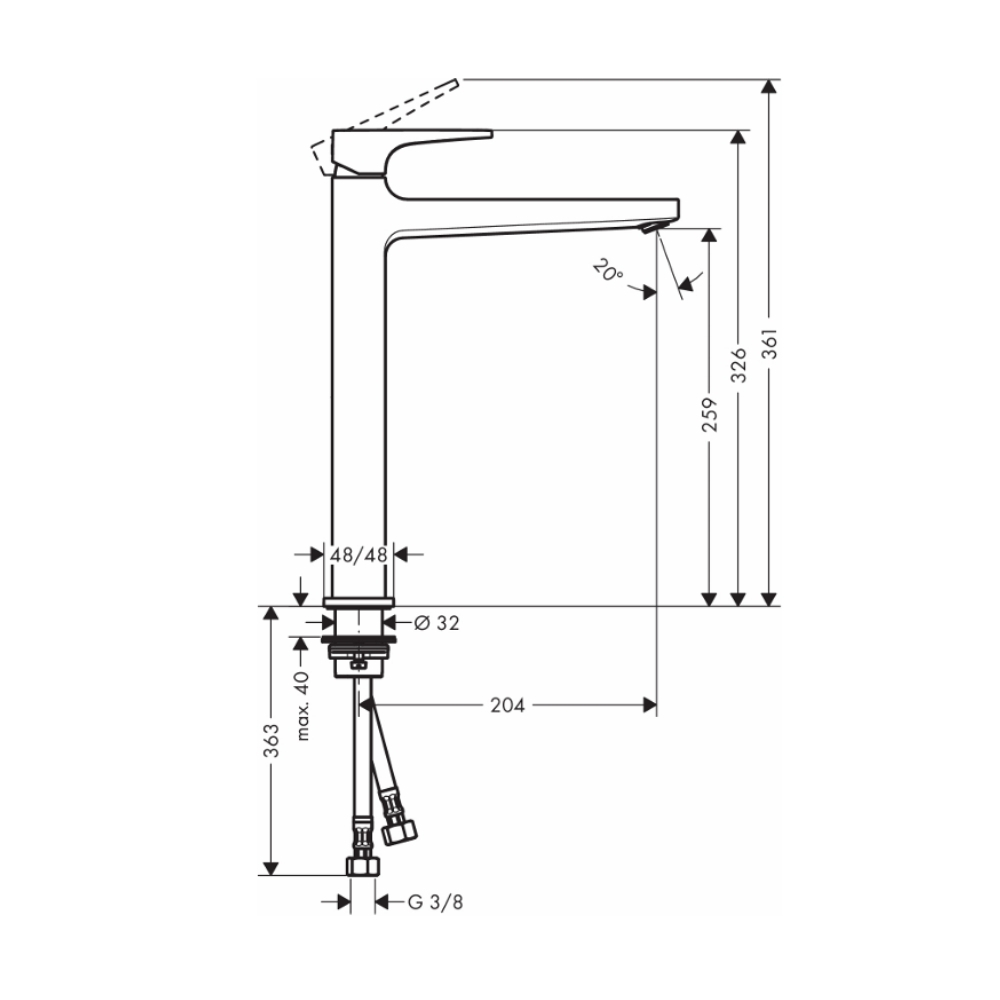 Vòi lavabo nóng lạnh Metropol 260 Hansgrohe 74512000