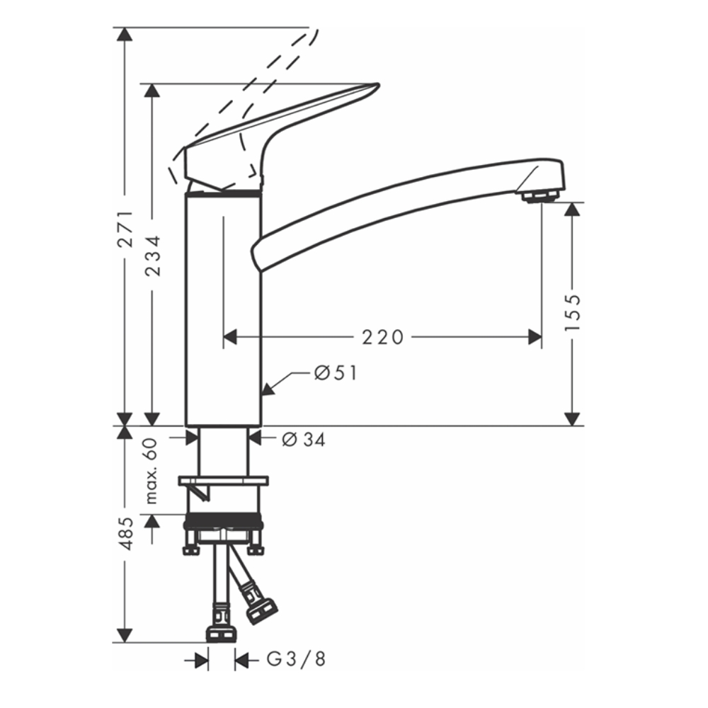 Vòi rửa chén nóng lạnh HG Logis M31 160 Hansgrohe 71832000