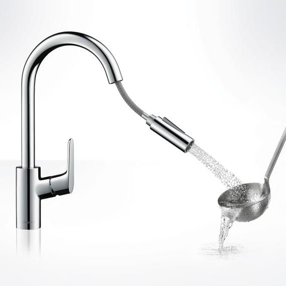 Vòi rửa chén nóng lạnh dây rút HG Focus M41 240 Hansgrohe 73880000
