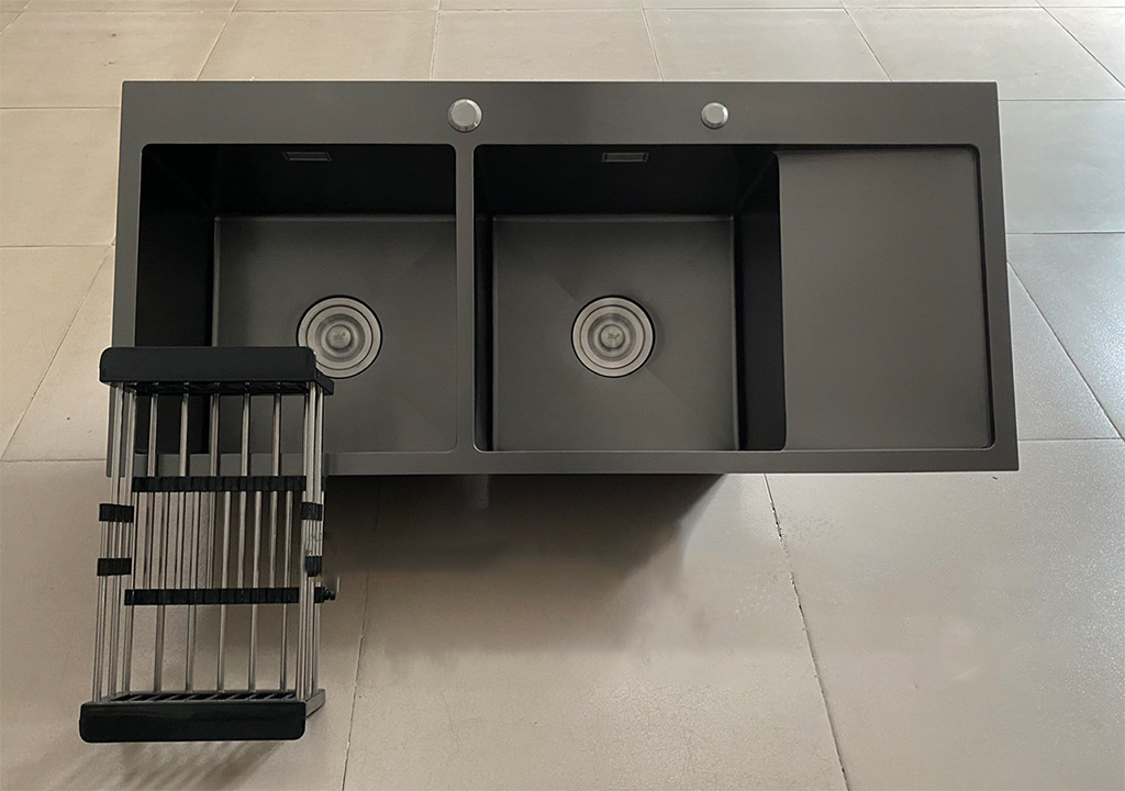 Chậu chén 2 hố cánh phải phủ nano 100x45 cm HITA HD10045ND