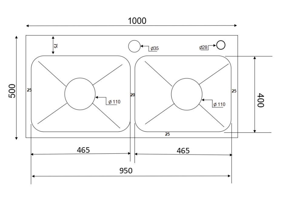 Chậu chén 2 hố inox 304 100x50 cm HITA HD10050-304