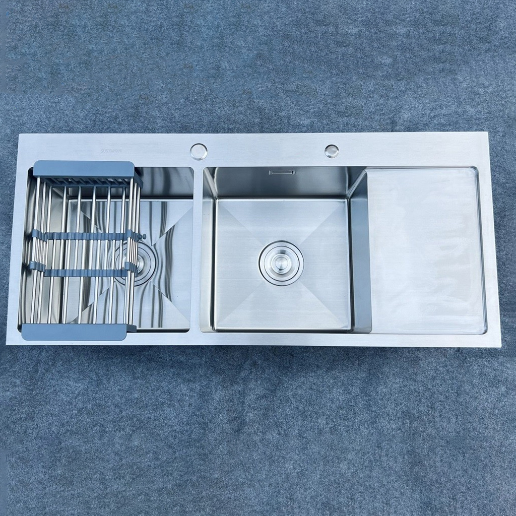 Chậu chén 2 hố inox 304 cánh phải 120x50 cm HITA HD12050-304