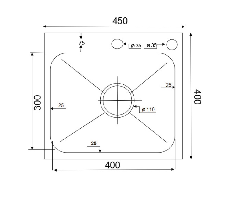 Chậu chén 1 hố inox 304 45x40 cm HITA HD4540-304