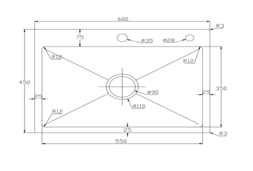 Chậu chén 1 hố âm bàn inox 304 60x45 cm HITA HD6045A-304