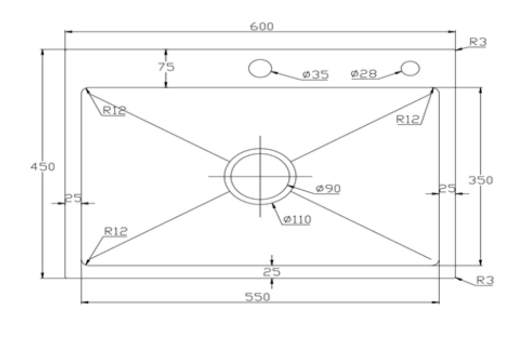 Chậu chén 1 hố phủ nano 60x45 cm HITA HD6045ND