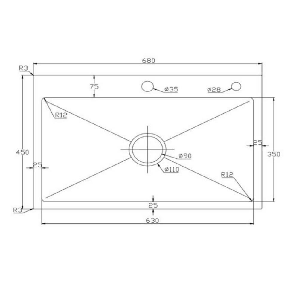 Chậu chén 1 hố phủ nano 68x45cm HITA HD6845ND