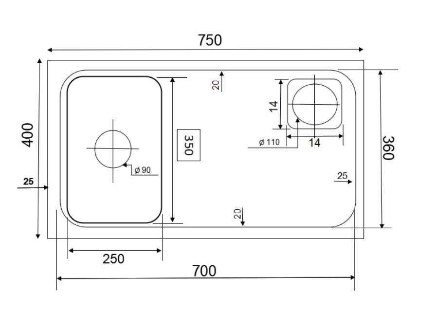 Chậu chén 1 hố inox 304 phủ nano 75x40 cm HITA HD7540NB-304