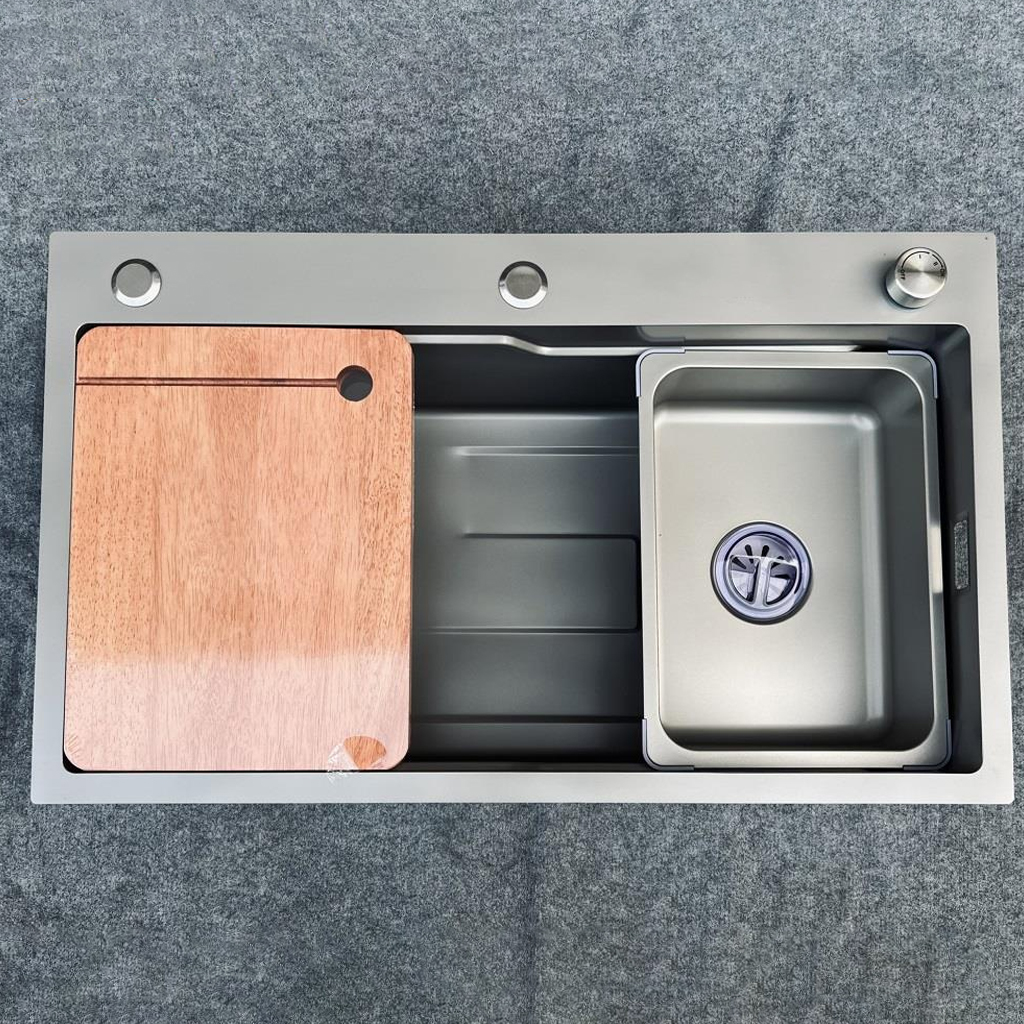 Chậu chén 1 hố phủ nano xám 75x45 cm HITA HD7545NBX