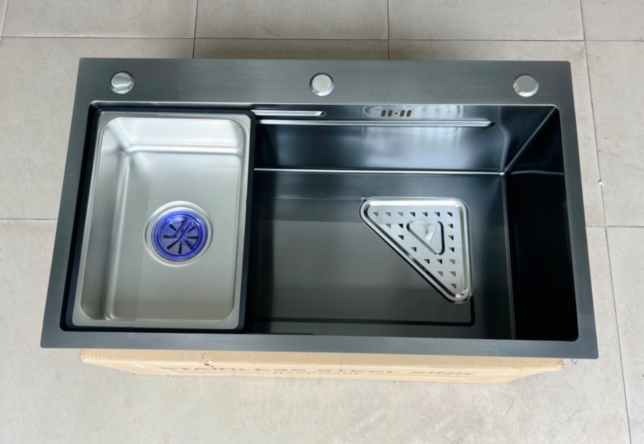 Chậu chén 1 hố phủ nano đen 75x45 cm HITA HD7545ND