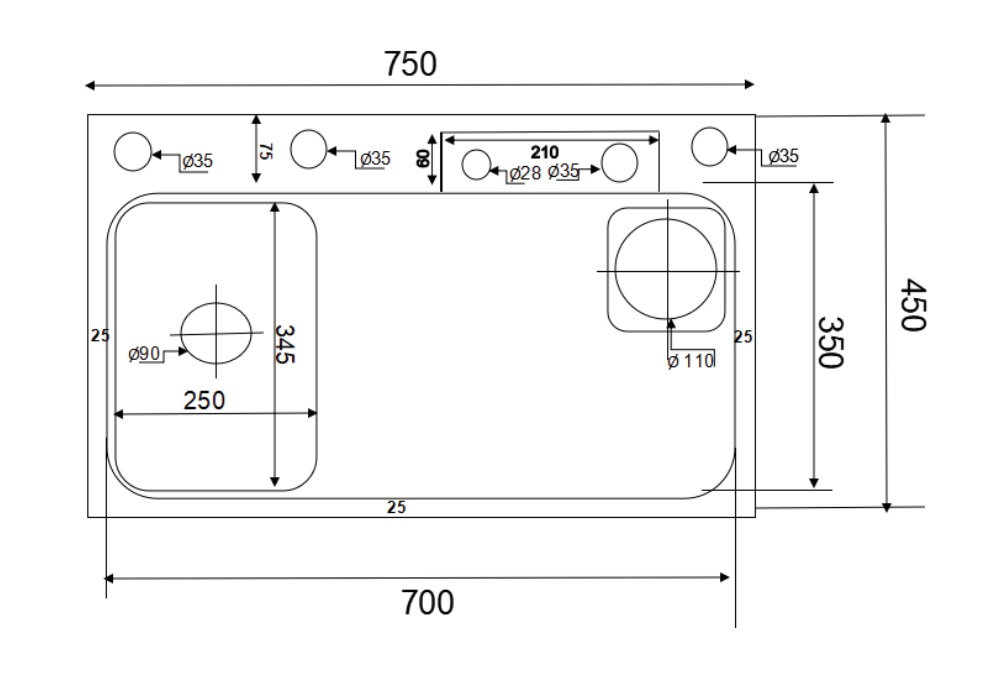 Chậu chén 1 hố phủ nano 75x45 cm HITA HD7545NDXT