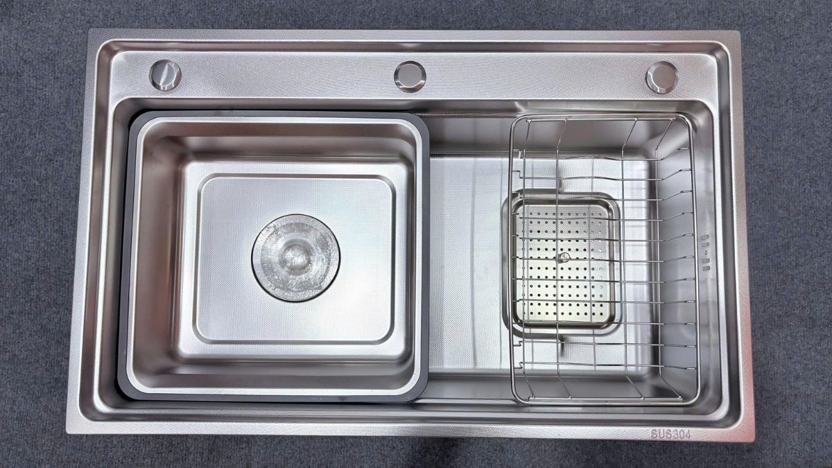 Chậu chén 1 hố inox 304 75x46 cm bậc thang HITA HD7546BTN-304