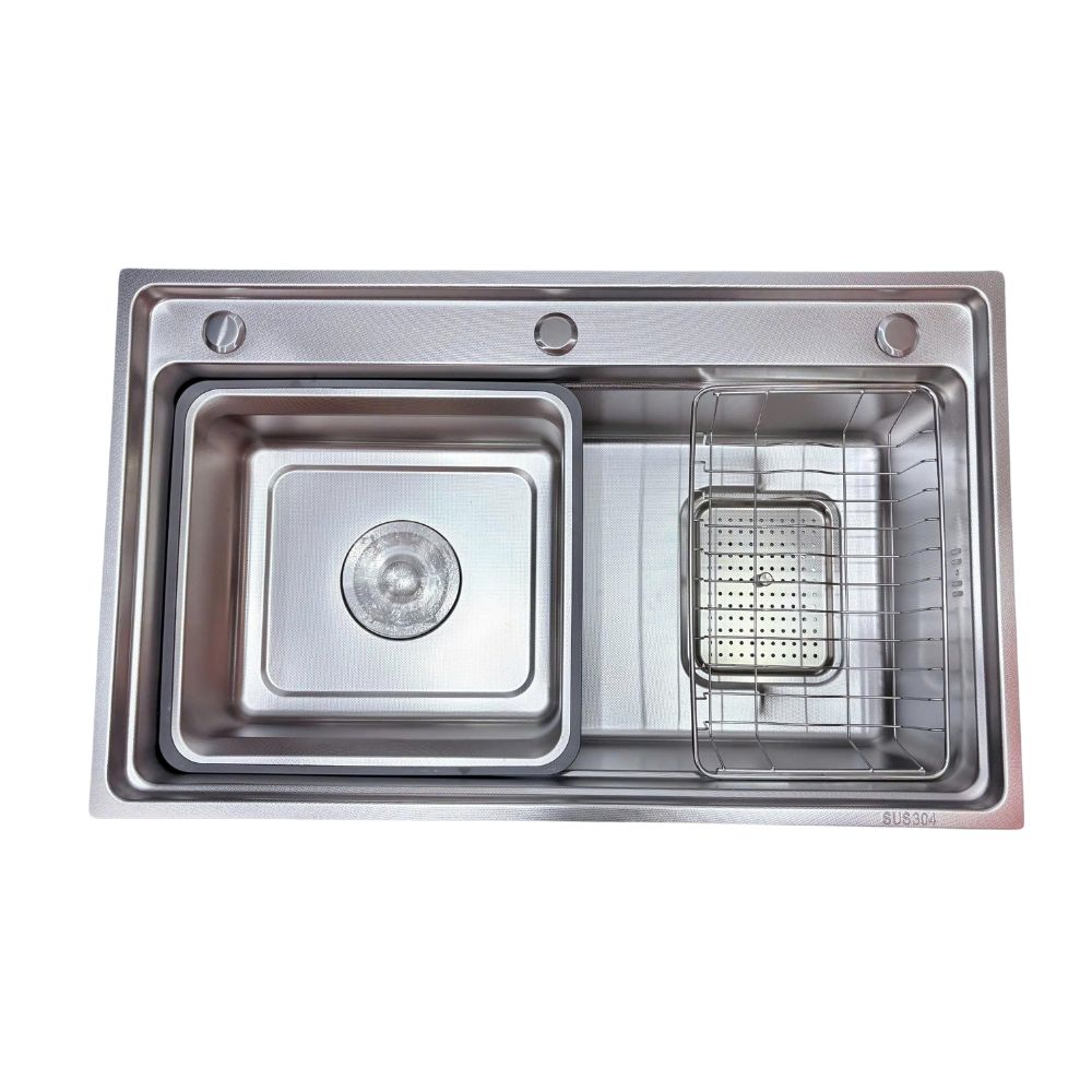 Chậu chén 1 hố inox 304 75x46 cm bậc thang HITA HD7546BTN-304