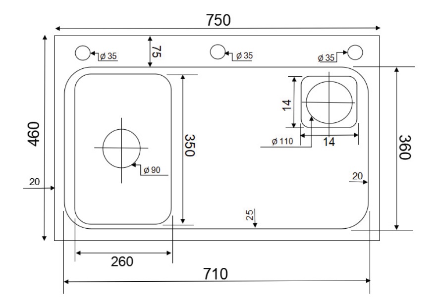 Chậu chén 1 hố phủ nano 75x46 cm HITA HD7546NB