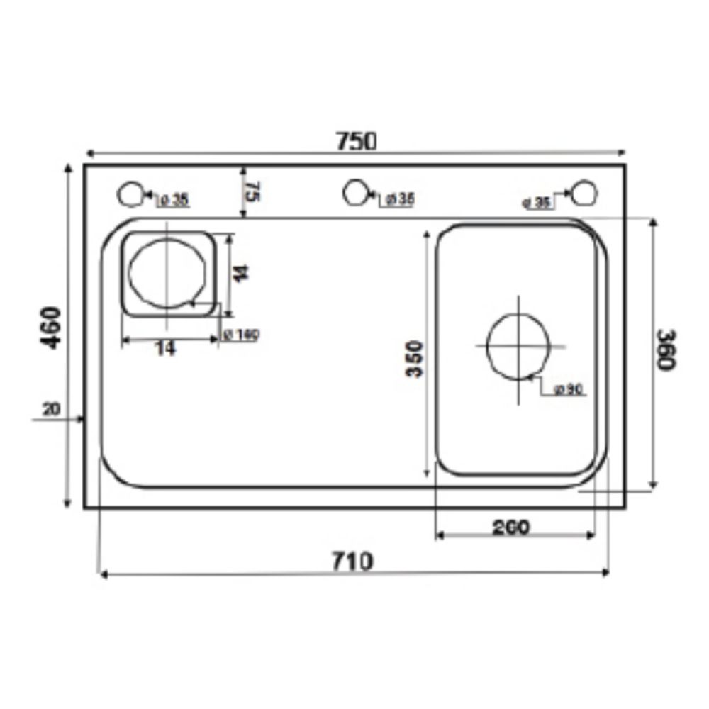 Chậu chén 1 hố inox 304 HITA HD7546NBBT-304 75x46 cm