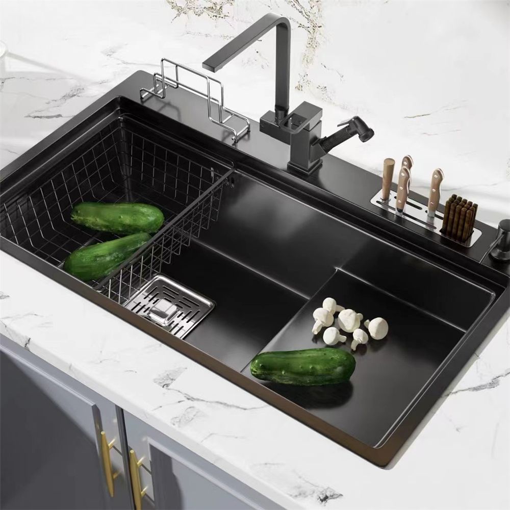 Chậu chén 1 hố phủ nano đen 78x46 cm HITA HD7846NDB