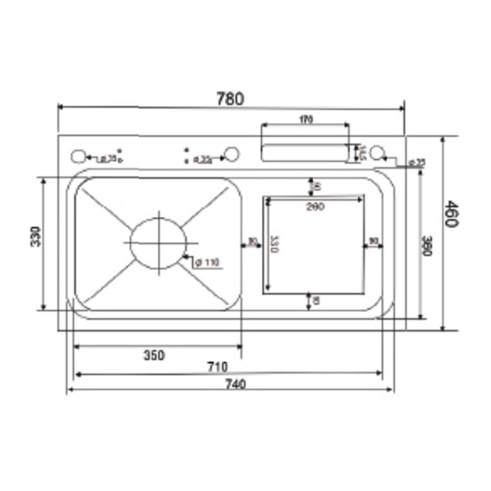 Chậu chén 1 hố phủ nano đen 78x46 cm HITA HD7846NDB