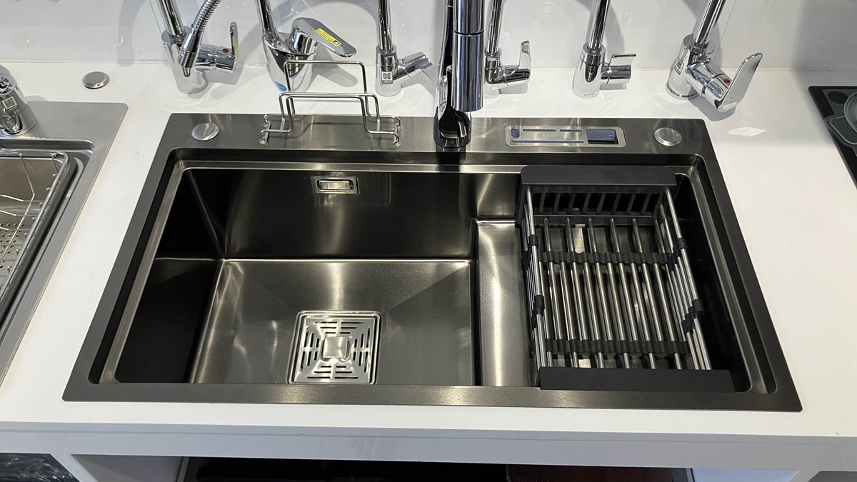 Chậu chén 1 hố phủ nano đen 78x46 cm HITA HD7846NDB