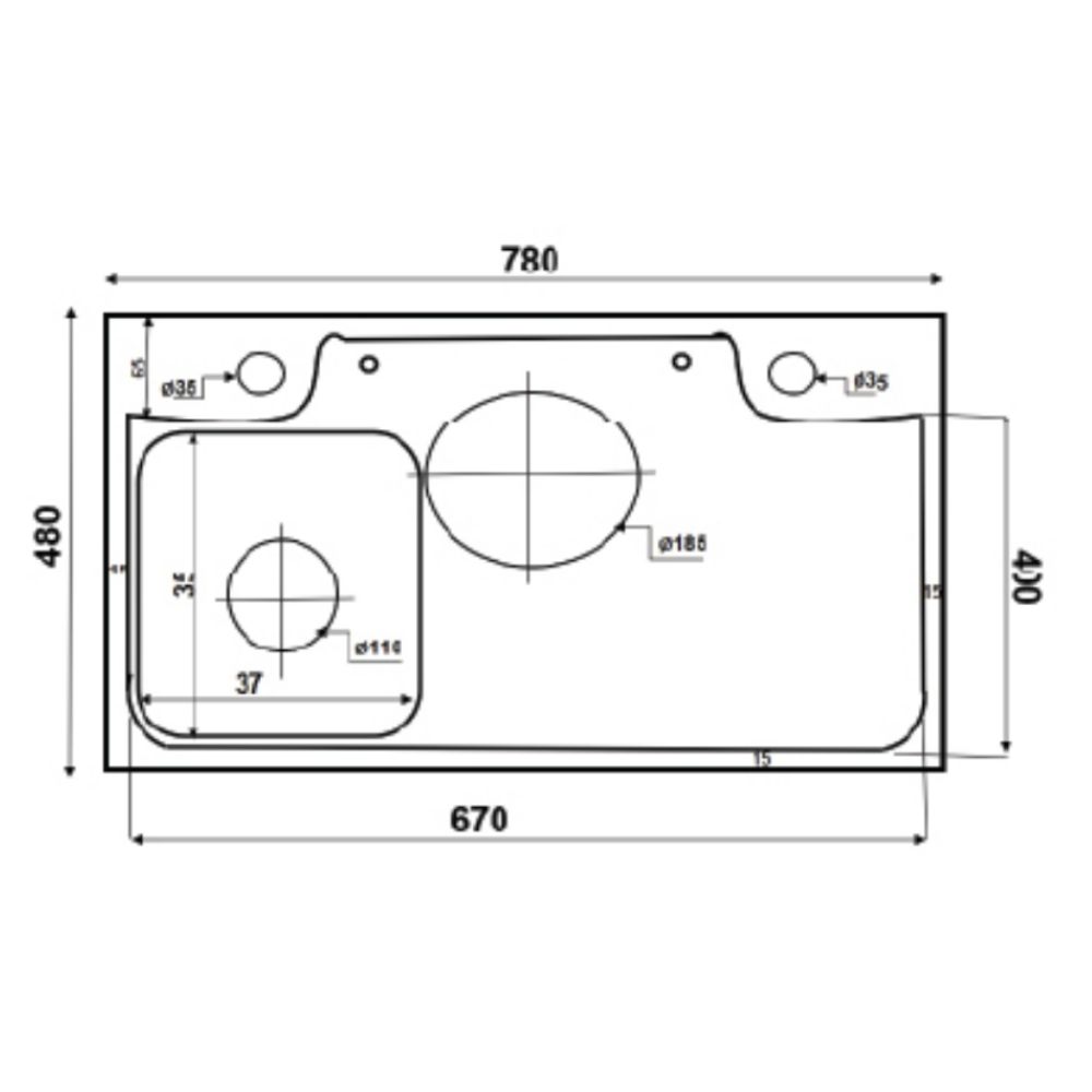 Chậu chén 1 hố inox 304 78x48 cm HITA HD7848NT-304
