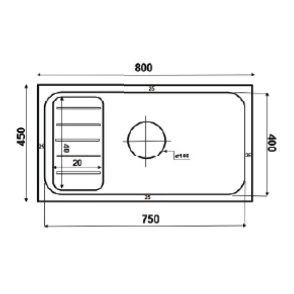 Chậu chén 1 hố inox 304 80x45 cm âm bàn HITA HD8045ABT-304