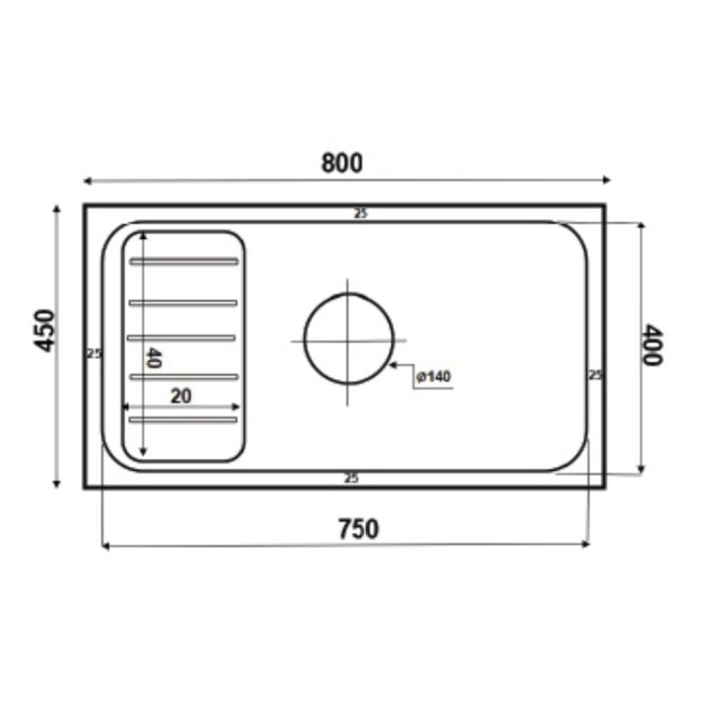 Chậu chén 1 hố inox 304 phủ nano xám nhạt 80x45 cm HITA HD8045NBAB-304