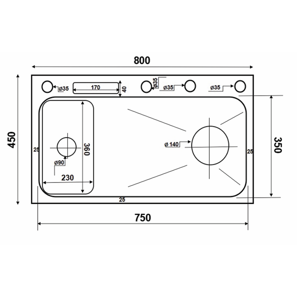 Chậu rửa chén 1 hố phủ nano inox 304 80x45 cm HITA HD8045ND-304