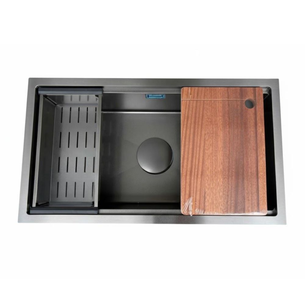 Chậu chén 1 hố inox 304 phủ nano xám 80x45 cm HITA HD8045NDAB-304