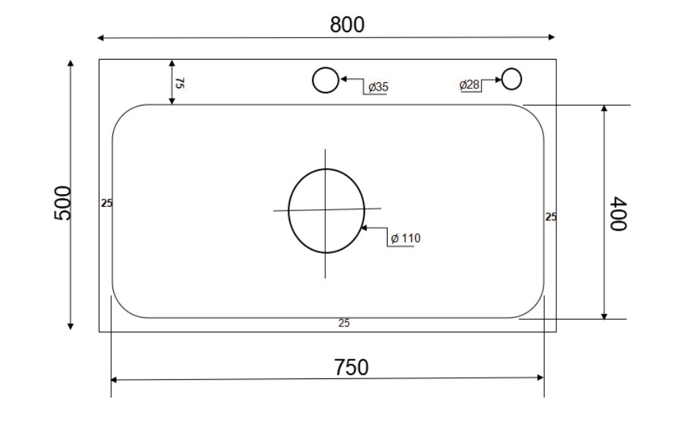 Chậu chén 1 hố 80x50 cm HITA HD8050