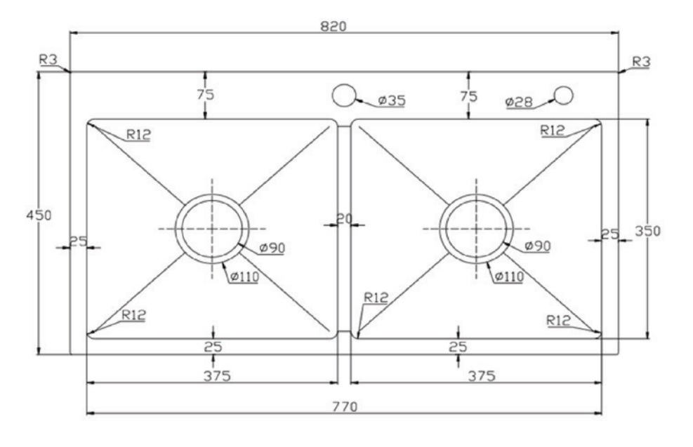 Chậu chén 2 hố inox 304 82x45 cm HITA HD8245C-304