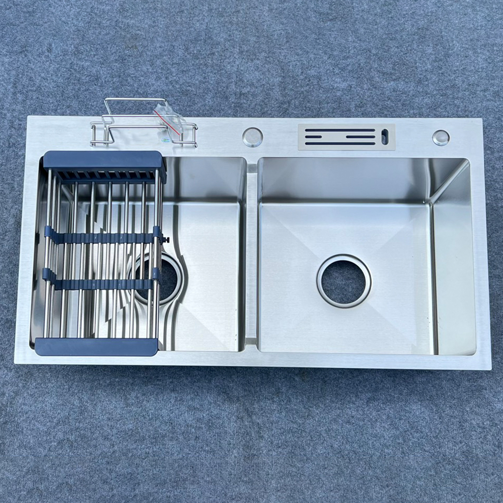 Chậu chén 2 hố cài dao 82x45 cm HITA HD8245CCD