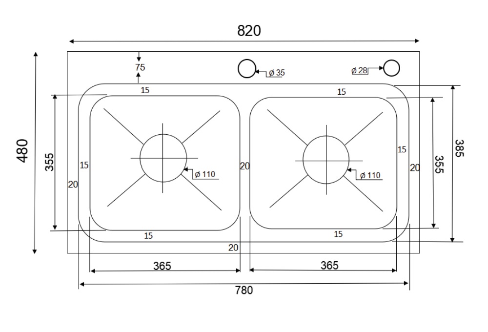 Chậu chén 2 hố phủ nano 82x48 cm HITA HD8248NDBT