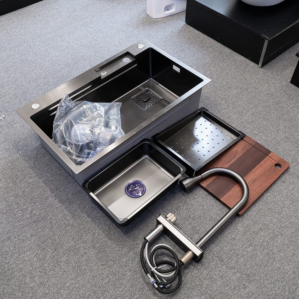 Chậu rửa chén 1 hố kèm khay & vòi bếp HITA HDS7848DTN