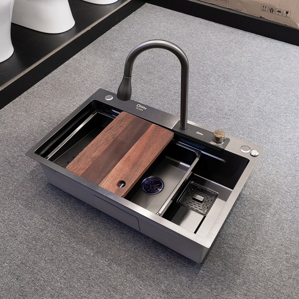 Chậu rửa chén 1 hố kèm khay & vòi bếp HITA HDS7848DTN