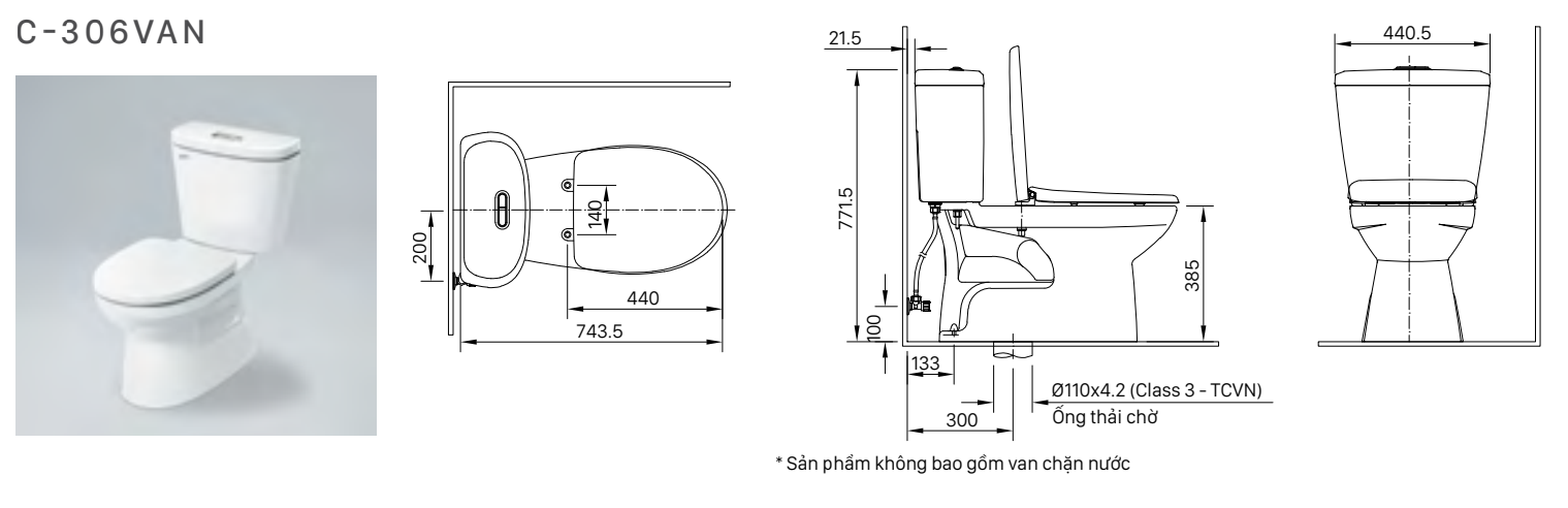 Bồn cầu 2 khối nắp rửa cơ INAX C-306A + CW-S15VN