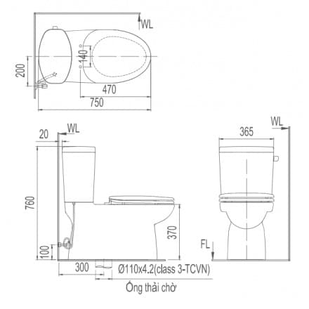Bồn cầu 2 khối nắp rửa cơ INAX AC-710A + CW-S32VN