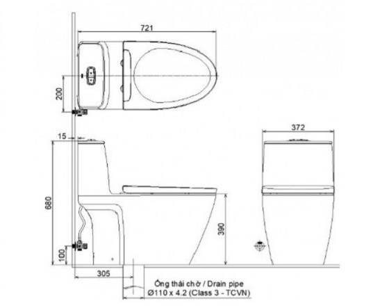 Bồn cầu 1 khối nắp rửa cơ INAX AC-902 + CW-S15VN
