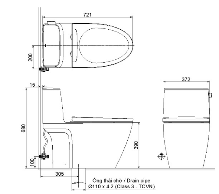 Bồn cầu 1 khối nắp rửa cơ INAX AC-912 + CW-S15VN