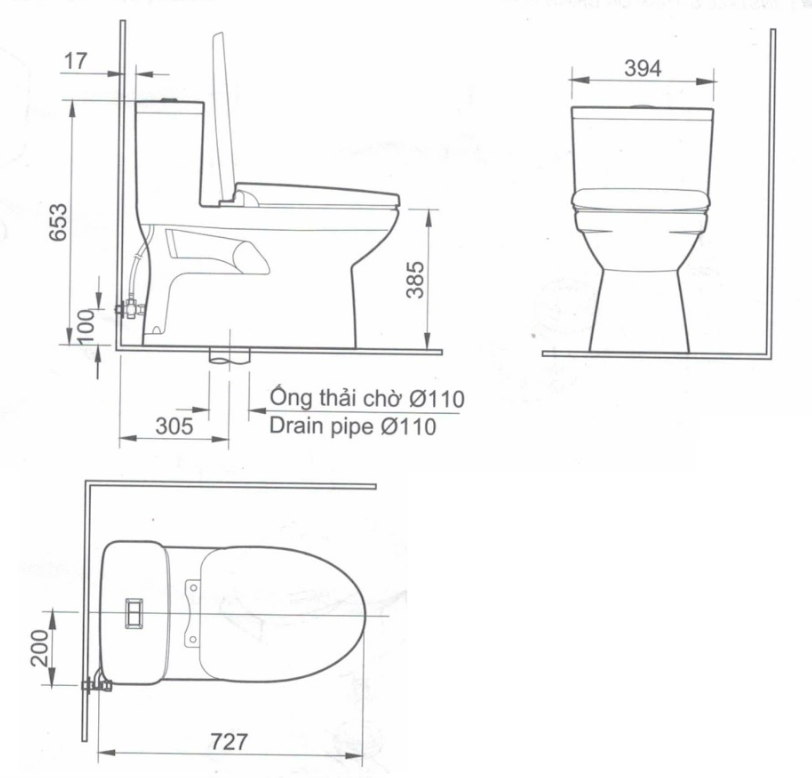Bồn cầu 1 khối nắp rửa cơ INAX AC-969 + CW-S15VN