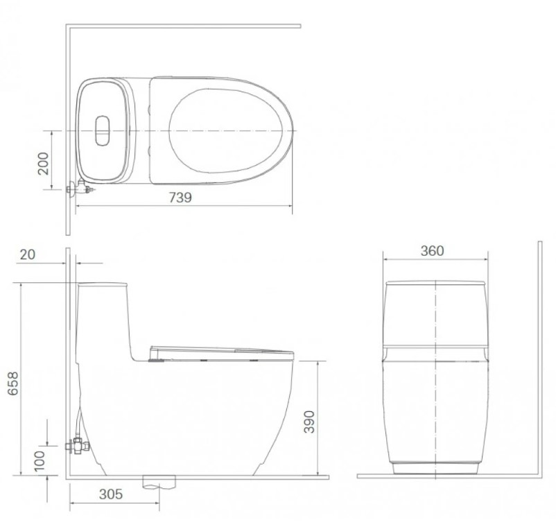 Bồn cầu 1 khối nắp điện tử INAX AC-1052 + CW-H17VN