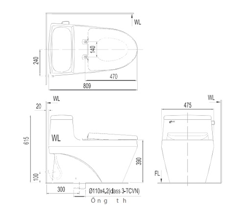 Bồn cầu 1 khối nắp điện tử INAX AC-1135 + CW-H17VN