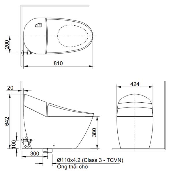 Bồn cầu 1 khối nắp điện tử INAX AC-2700 + CW-H17VN