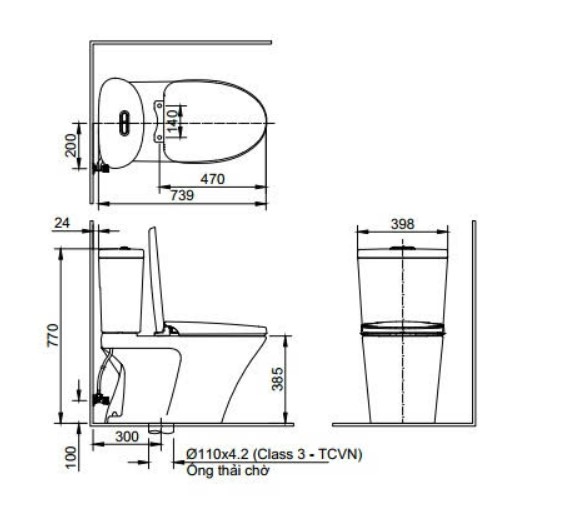 Bồn cầu 2 khối nắp điện tử INAX AC-710A + CW-KB22AVN